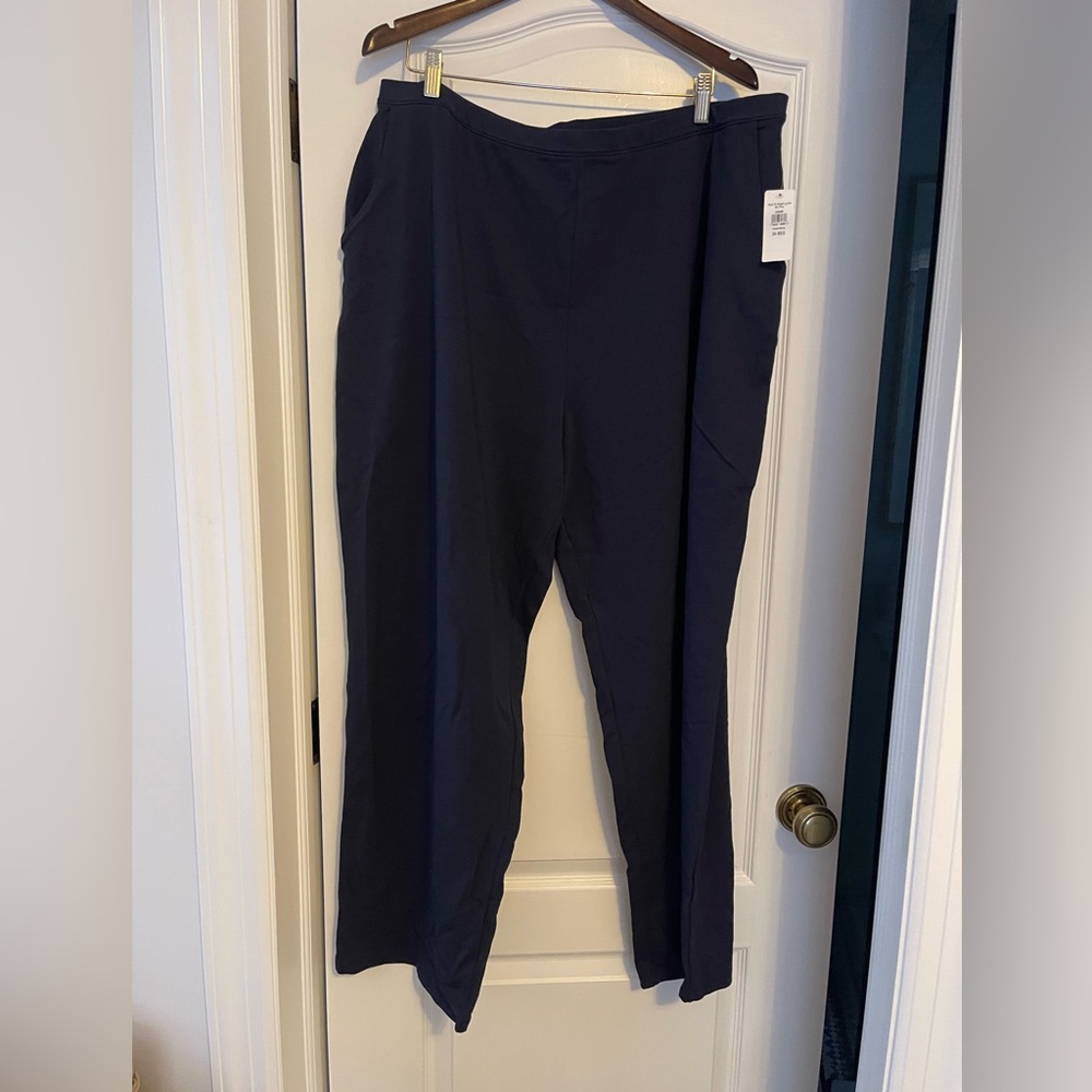 LL Bean Women’s Perfect Pants Straight Leg Classic Navy Size 3X Pull On NWT - Picture 2 of 8